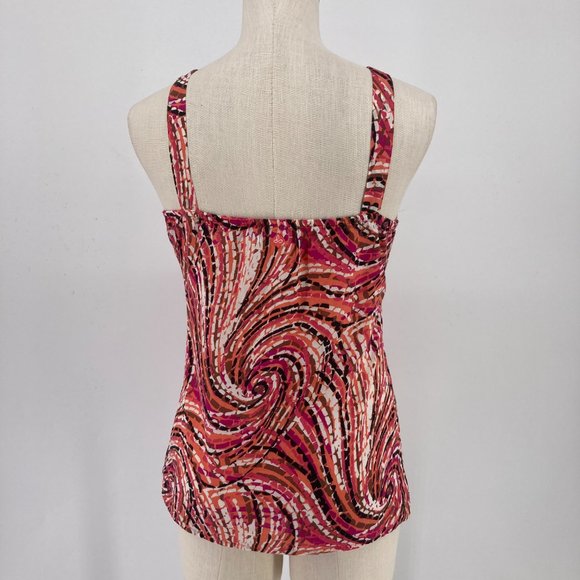 Prana Womens Top Sleeveless Tank Crochet Detail Pink Orange Print Size Small - Picture 4 of 6